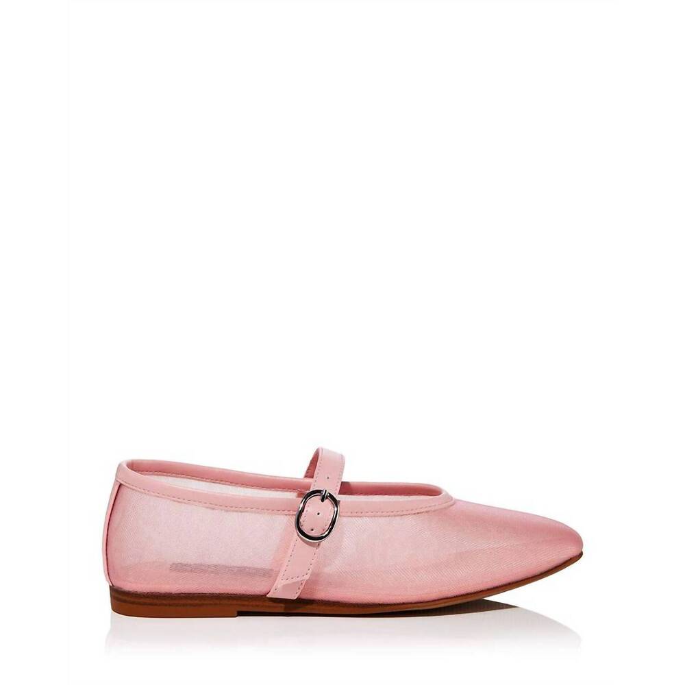 Aqua Pink Mary Jane Flats with Buckle